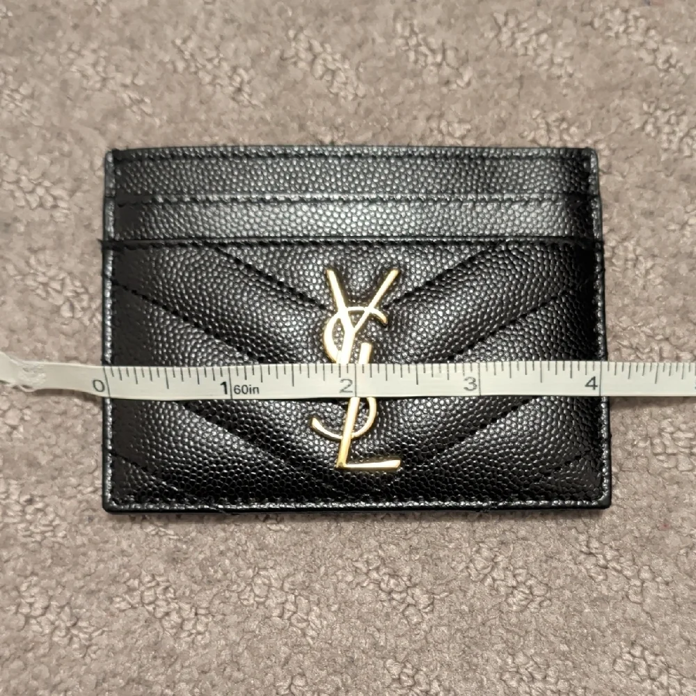 YSL Black Grainy Leather Card Holder - Picture 8 of 9